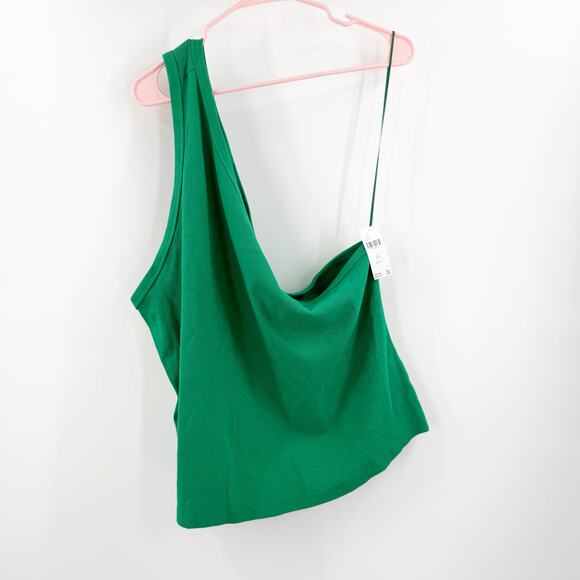 PILCRO Zelda Tank Top Size 3X Anthro Rib Kelly Green Plus Curvy NWT One Shoulder - Picture 4 of 13